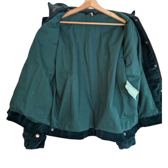 Free People Emerald Green Velvet Trucker Jacket with Silver Buttons Size Xs - Picture 15 of 16